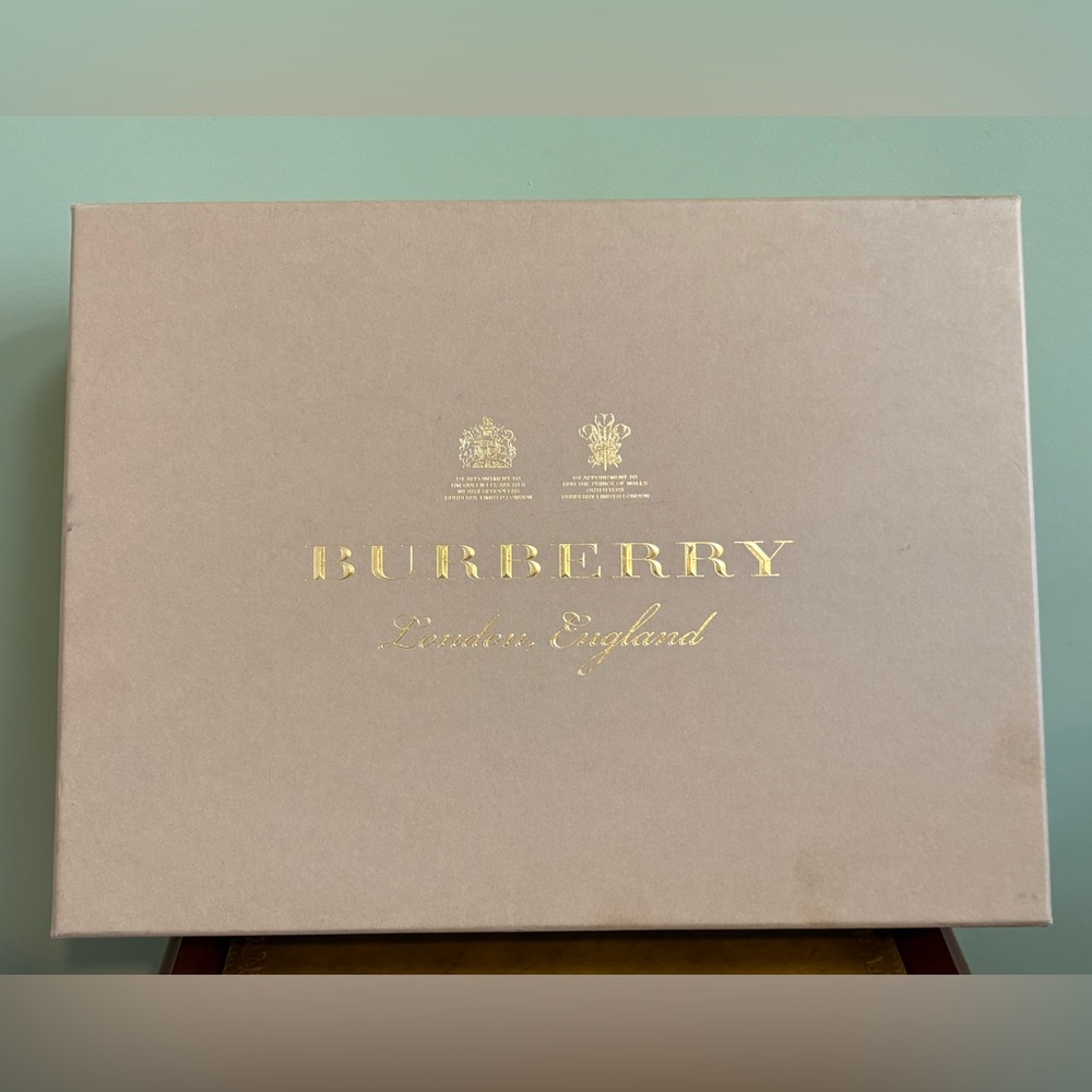 Burberry Tan Box with Gold Lettering